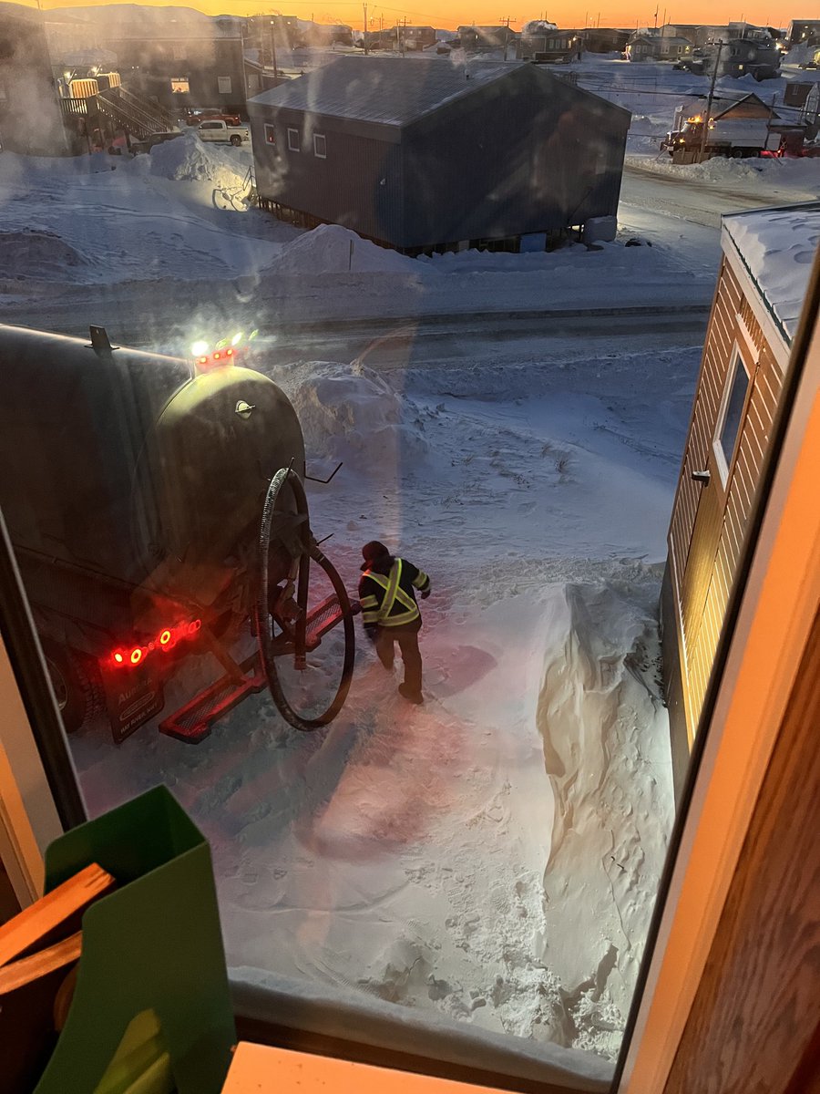 northfallow's tweet photo. Hometown hero. 8:05am. Still dark. Fortysomething below. Wind. Working the sewage truck. Essential services and major RESPECT. #apexlife #iqaluit https://t.co/lopoORljXD
