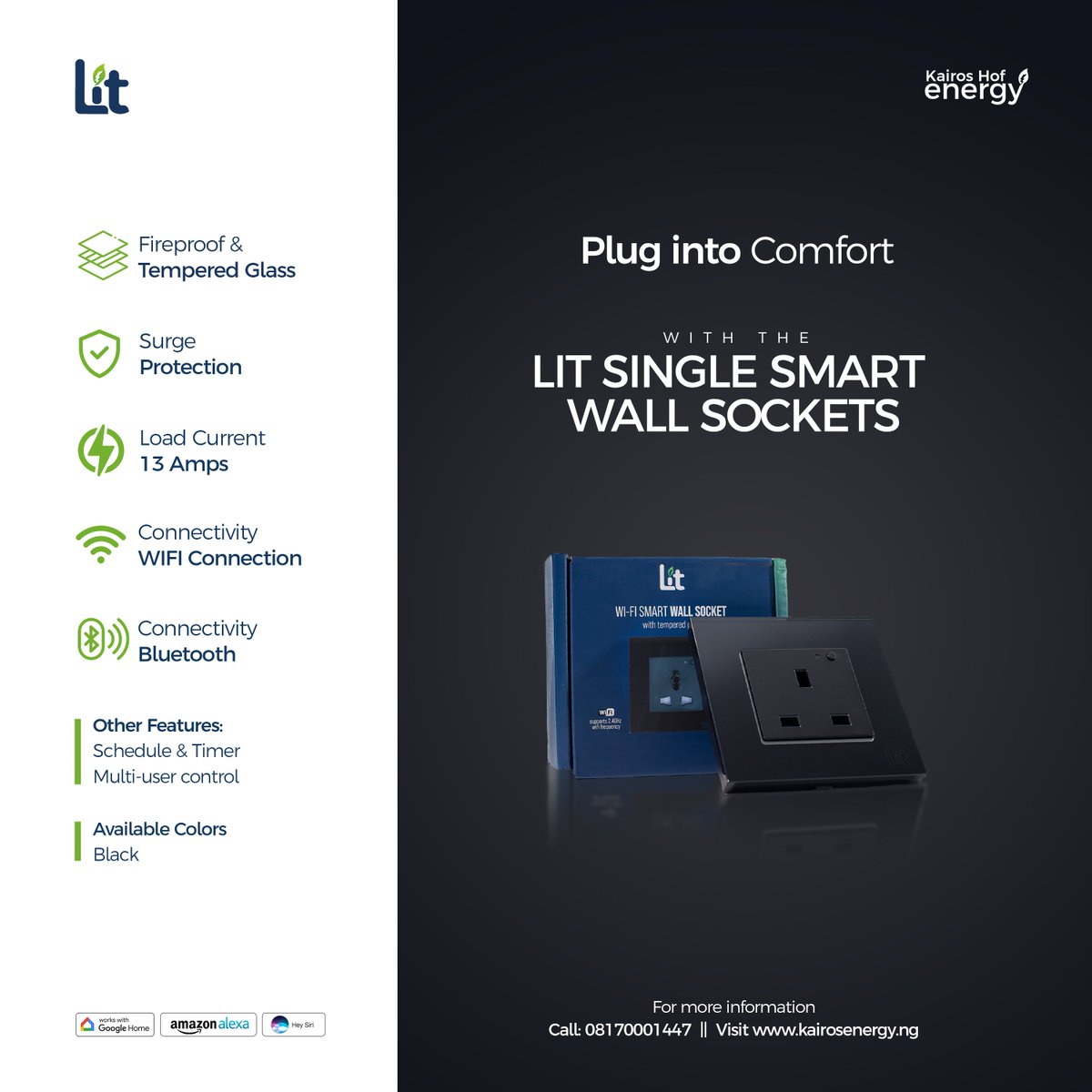 kairoshofenergy's tweet image. Don&apos;t just embrace the good life, plug into it with Lit Smart Socket! Add an extra layer of protection and peace of mind to your appliances and lights this year. Plus, its fireproof and surge protection means no worries.
#Lit #smartsocket #softlife #energyefficiency