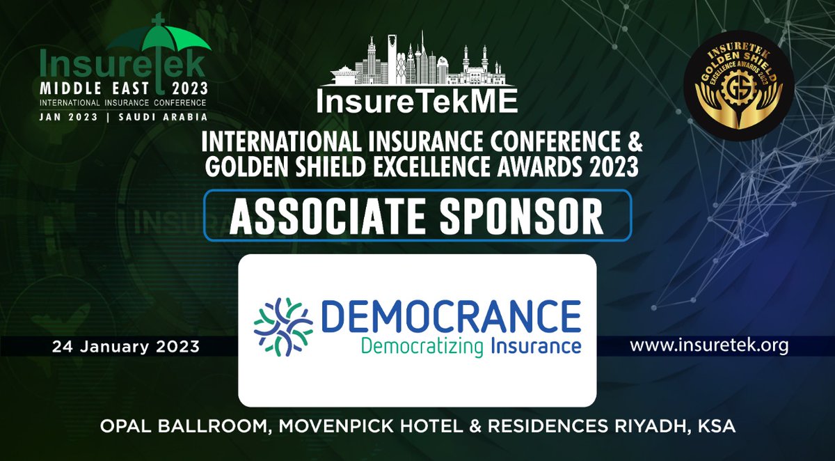 Register as a delegate now: lnkd.in/gG25KRqy
Proudly presenting <a href="/democrance/">Democrance</a> as our Official Associate Sponsor for #𝗜𝗻𝘀𝘂𝗿𝗲𝗧𝗲𝗸 𝟮𝟬𝟮𝟯 scheduled on 𝟮𝟰𝘁𝗵 𝗝𝗮𝗻𝘂𝗮𝗿𝘆 𝟮𝟬𝟮𝟯 at 𝗠𝗼𝘃𝗲𝗻𝗽𝗶𝗰𝗸 𝗛𝗼𝘁𝗲𝗹 &amp; 𝗥𝗲𝘀𝗶𝗱𝗲𝗻𝗰𝗲𝘀, 𝗥𝗶𝘆𝗮𝗱𝗵, 𝗞𝗦𝗔.