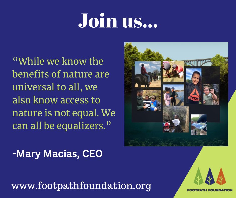 ALL kids deserve access to nature. Every single one. Join us by signing up for our e-newsletter at footpathfoundation.org. 

#supportkids #makeyourpath #kidsneednature #footpath #natureequity