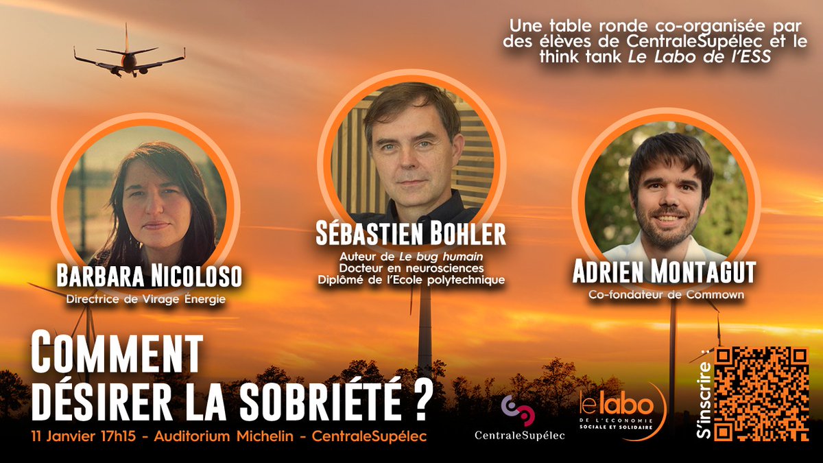 centralesupelec's tweet photo. [CONFÉRENCE À SUIVRE EN DIRECT AUJOURD'HUI]

« Sobriété heureuse : utopie ou vision d'avenir ? »

A suivre sur notre Webcast à partir de 17H15
> https://t.co/s1MlMG1w6a https://t.co/UdIYhddnQu