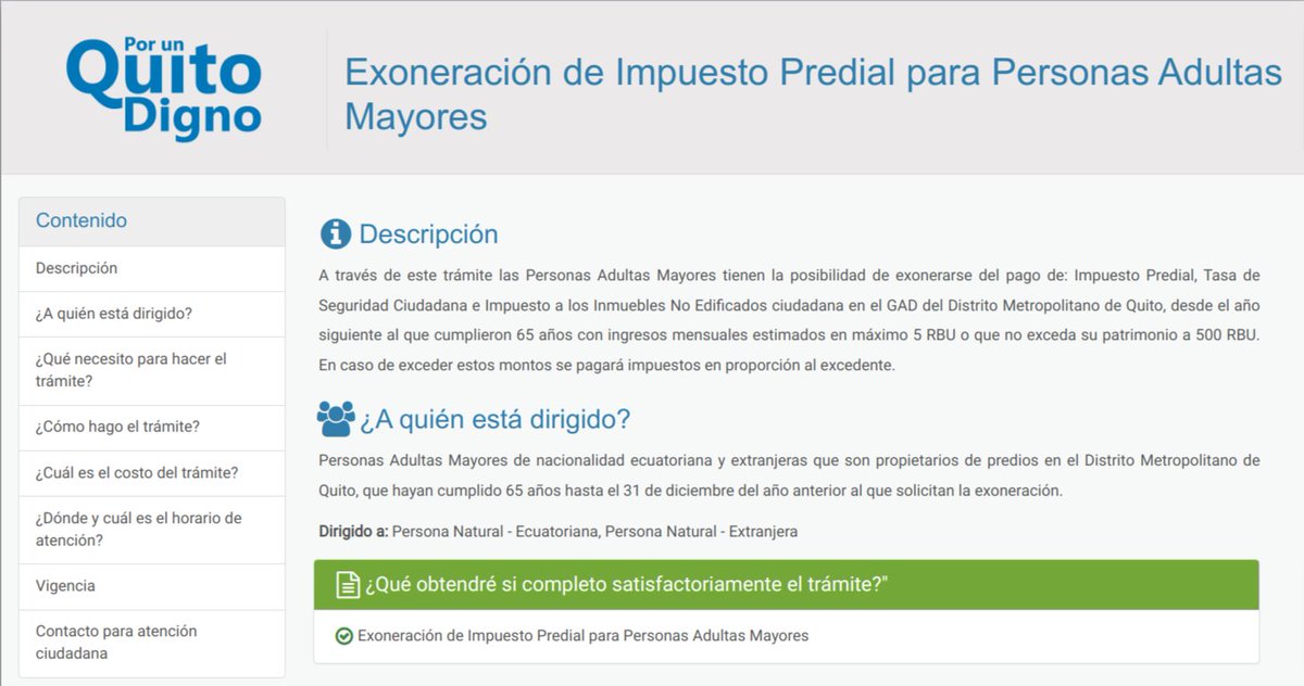 don_pool's tweet image. 👇 Exoneración de Impuesto Predial para Personas Adultas Mayores

Link del trámite en el @MunicipioQuito 👇

pam.quito.gob.ec/MDMQ_Tramites/…