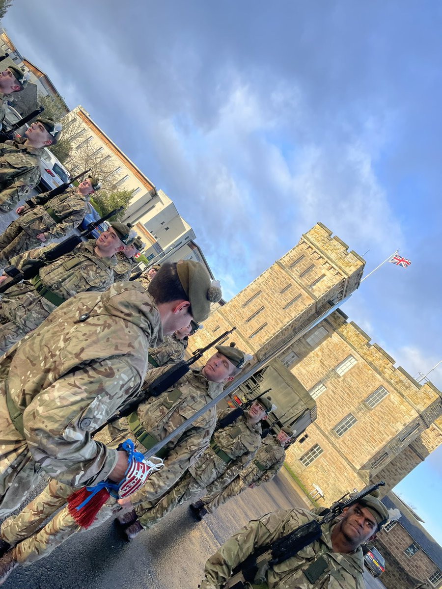 With A Company 2SCOTS of @The_SCOTS today in every weather system Penicuik can muster. Preparing for the Royal Guard next week, @holyroodroyal here the basics were covered and the run throughs have started.