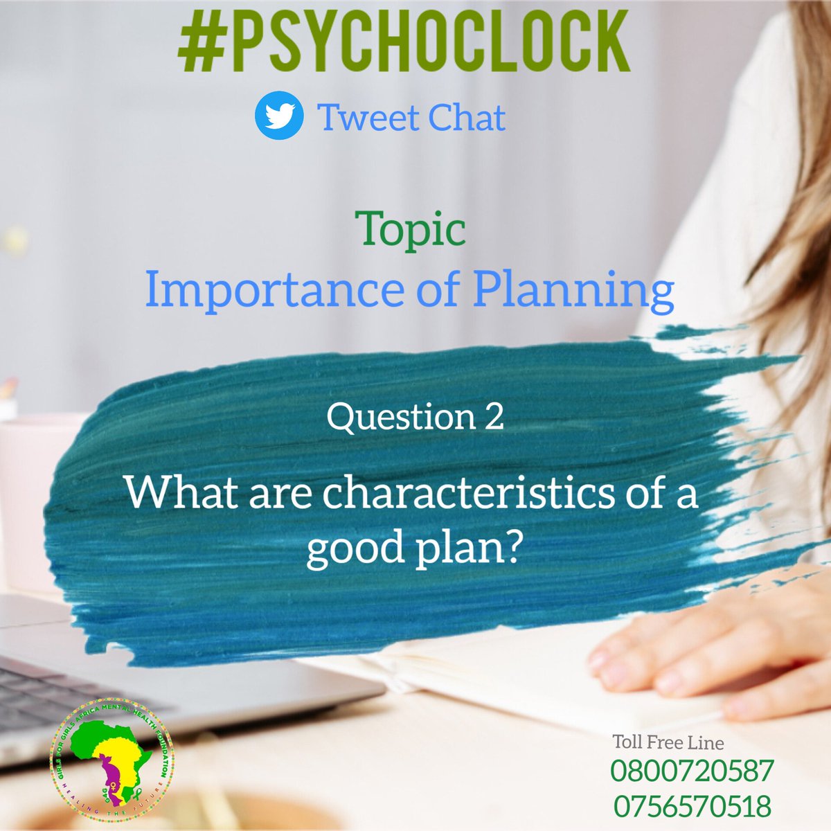 G4G_Africa's tweet photo. Question 2: What are characteristics of a good plan?
@Thepowerwoman @felixochiengjr @J_YouthAdvocate @MwithaliG @mangashmangale @mutcy_
#PsychOclock https://t.co/kUMYCiD8yB