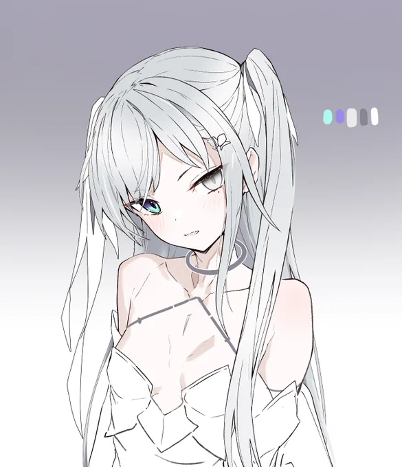 キャラデザらくがき。オッドアイの子が欲しかったので 