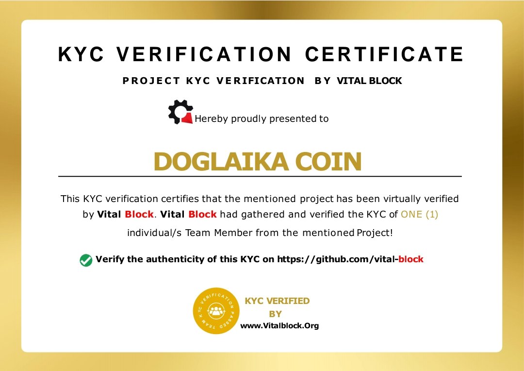 VB_Audit's tweet photo. VITALBLOCK has completed project KYC verification of @DoglaikaCoin π DOGLAIKA COIN (DLC)
π PDF: https://t.co/YBkTwTMln2
βοΈ Book Services: https://t.co/hxXD139u7b
π Project Website: https://t.co/xOtRHxHWET
#kycsecurity #aptosaudit #SuiEcosystem #Aptos #SmartContracts #DLC https://t.co/YnhDySgXEp