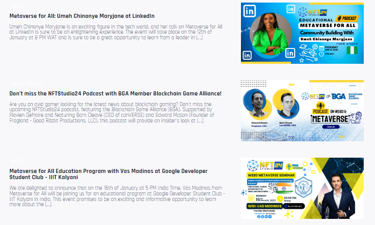 blockza_io's tweet photo. Upcoming Events Metaverse for All – @nftstudio24
Community !!
Join us in the 🌐world of digital exploration! Learn more about our upcoming events and find out how you can get involved in the Metaverse. #JoinTheMetaverse #NFTStudio24 #Web3
https://t.co/Qslz0f6d8H https://t.co/2wMWdaurUW