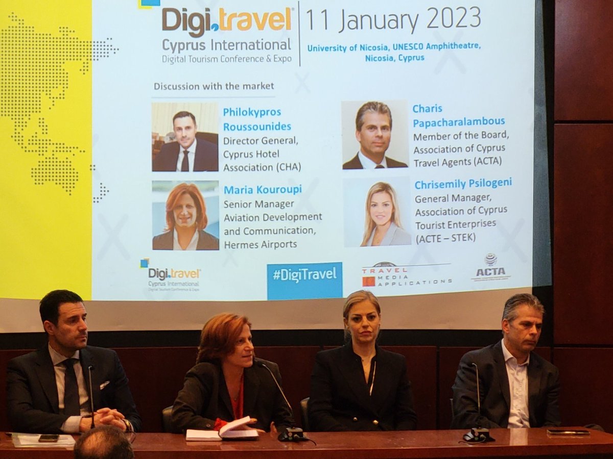 STEKassociation's tweet photo. Στο #DigiTravel Cyprus International Conference που διοργάνωσε ο @ACTAcy συμμετείχε η Γενική Διευθύντρια του @STEKassociation Chrisemily Psilogeni.
#cyprus #hotels #tourism #digitaltravel https://t.co/1DjtGvyLrP
