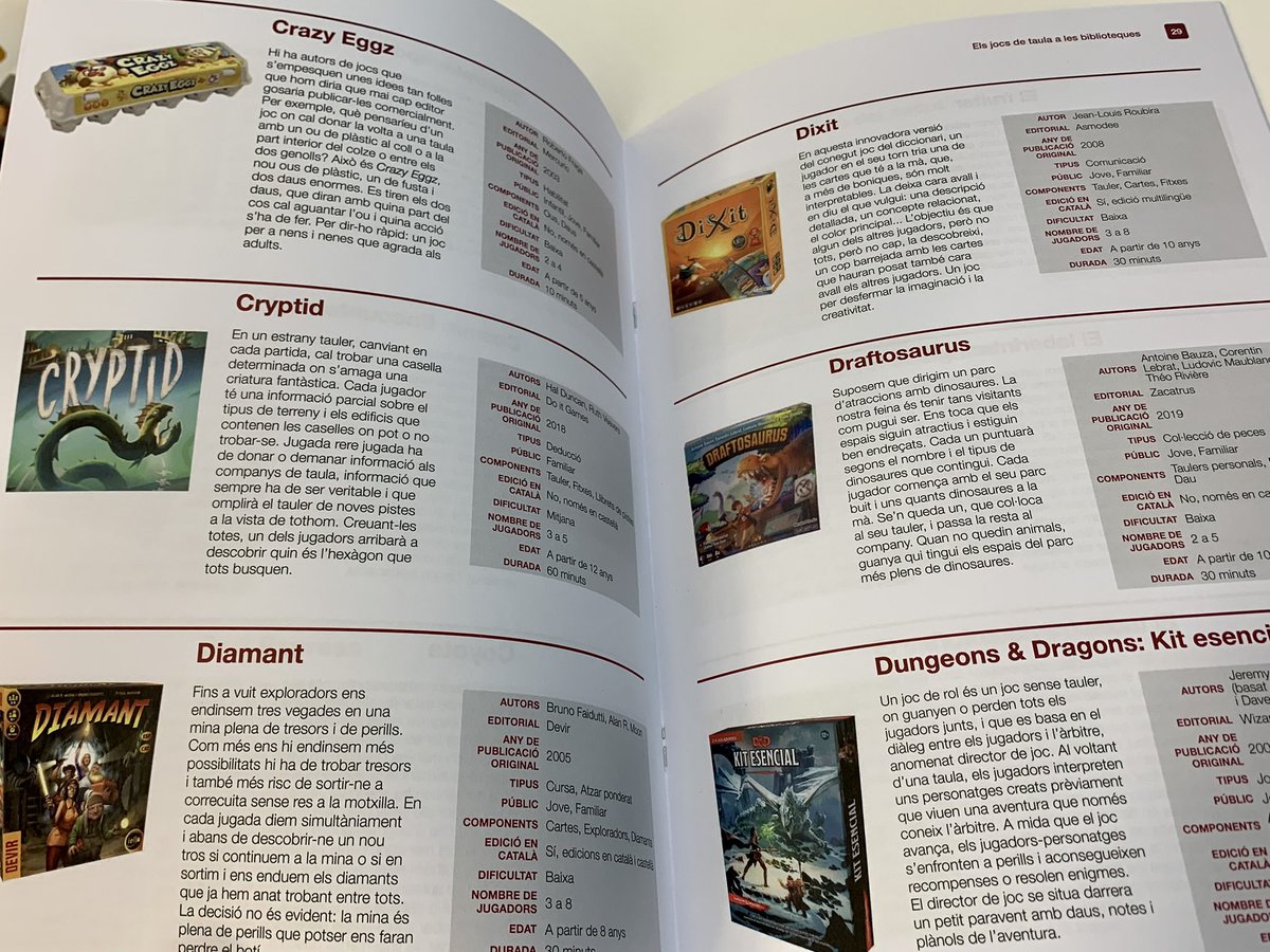 La teniu disponible a la web de <a href="/bibliotequescat/">Biblioteques</a>, a la secció de guies i bibliografies temàtiques (també gèneres i formats).
👉🏻 tuit.cat/1pRnk
Eina imprescindible - obra d’<a href="/oriolcomas/">Oriol Comas</a> - per ajudar a les biblioteques a bastir una secció de #jocsdetaula pels seus usuaris.