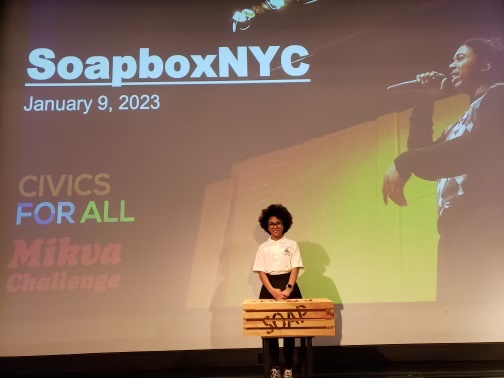 Kaya Amedee took part in SoapboxNYC as our school representative to urge our community and Chancellor Banks about police brutality. 

Amazing job to Kaya, her family, and to the educators who supported her: Ms. Waters & Mrs. G. Jones. Change begins with you! Thank you Kaya!