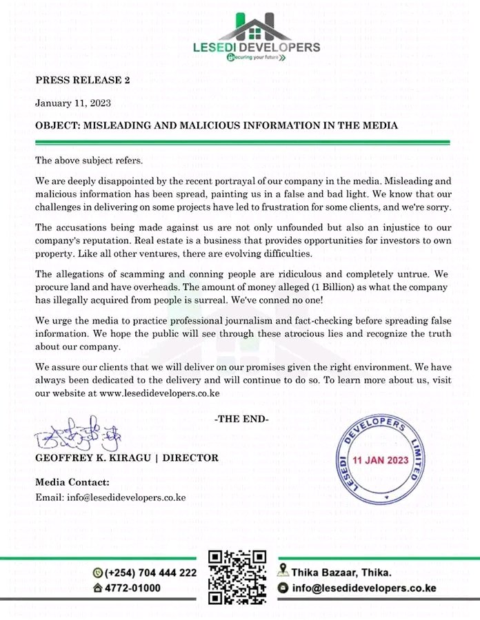 AlexWaNyandarua's tweet photo. Updates

Press release from Lesedi Developers

😀😀😀😀 https://t.co/OxHeHegBB2