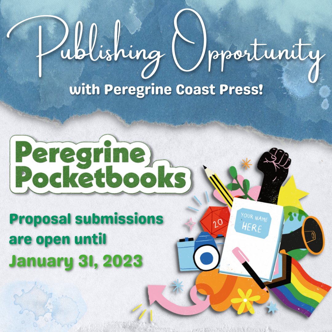 Don't forget about this amazing publishing opportunity with <a href="/press_peregrine/">Peregrine Coast Press</a>! 📚💙 Proposal submissions are open until January 31, 2023.

For more information about this opportunity, guidelines, and how to submit, visit peregrinecoast.press/publishing/

#publishingopportunity
