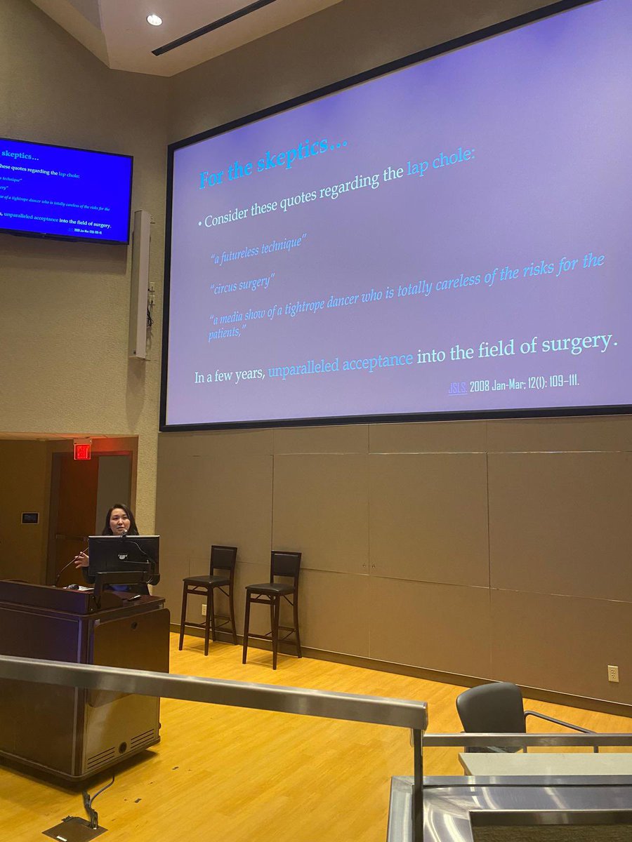 Dr Victoria Kim, MD, HPB Surgery attending at Promedica Toledo Hospital, giving us a phenomenal grand round lecture on the minimally invasive Whipple! Our patients deserve cutting edge care! #RocketSurgery