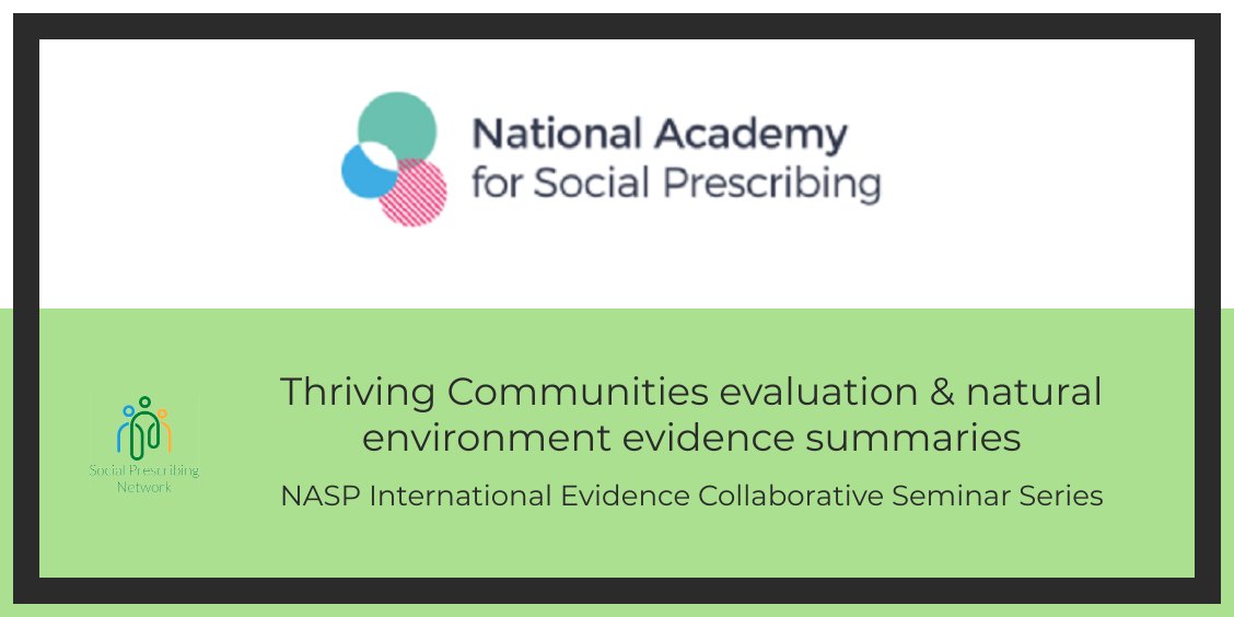 Don't miss our first International Evidence Collaborative Seminar with <a href="/NASPTweets/">The National Academy for Social Prescribing</a> on 25th January 12pm. Register here tinyurl.com/IEC01 <a href="/h_chatterjee/">Helen Chatterjee</a> <a href="/MariePolley1/">Marie Polley</a> <a href="/kerrynhusk/">Kerryn Husk</a> <a href="/cdayson_shu/">Chris Dayson</a> <a href="/AbbySabey/">Abby Sabey</a>  @jo_crease <a href="/nicolagitsham/">nicola gitsham</a> <a href="/nalwuk/">National Association of Link Workers</a> <a href="/JamesCSanderson/">James Sanderson</a> <a href="/craiglistertcv/">Craig Lister</a>
