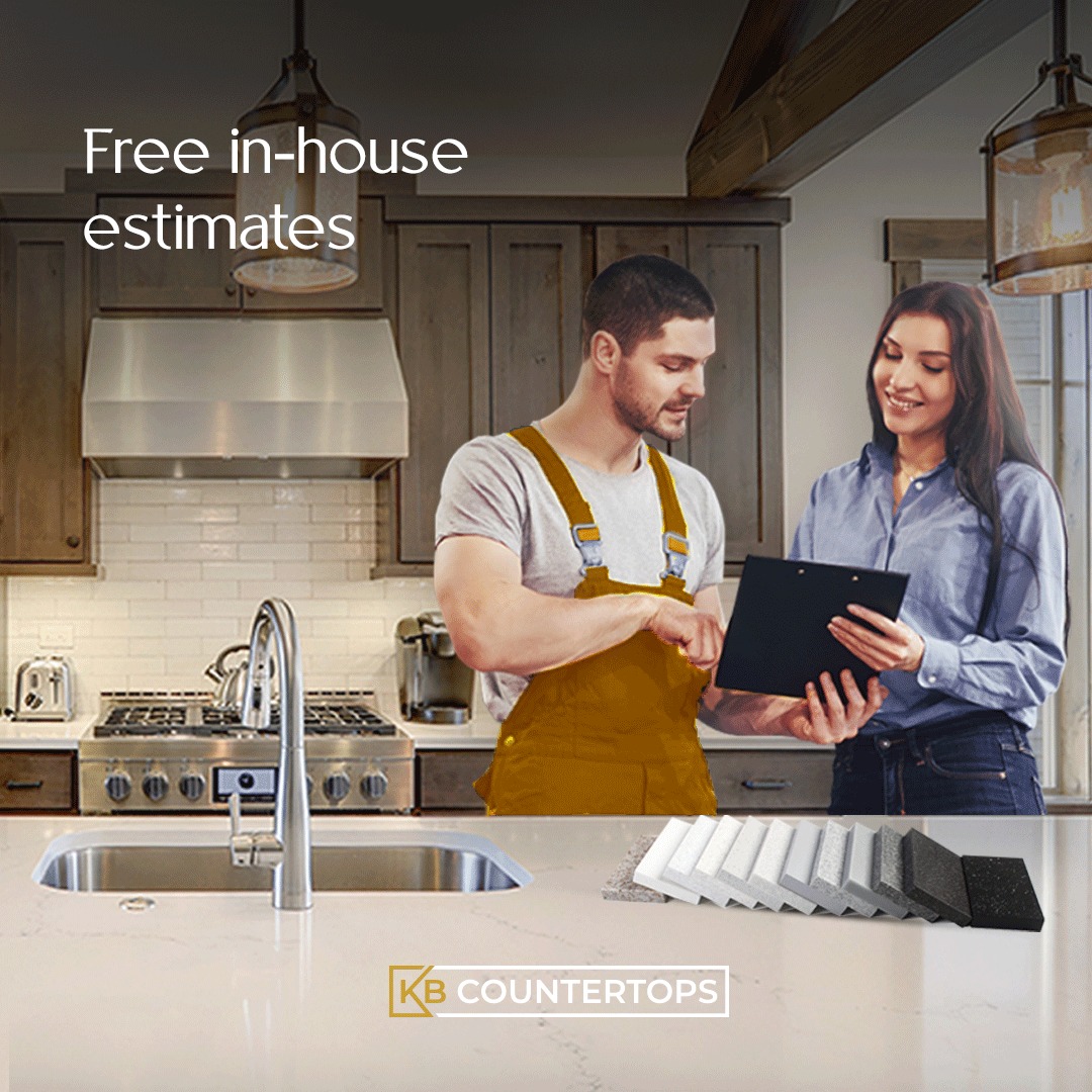 kbcountertops's tweet image. Get a free estimate in the comfort of your own home, by submitting your details. Our team of experts will visit your home, measure the space, show you stone samples, and install the countertop within 2 weeks. To know more, visit kbcountertops.com