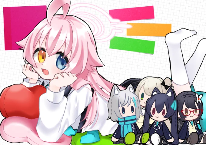 サンアカの新刊表紙(仮)です〜ふせんのところにタイトルが入ります(まだない) 