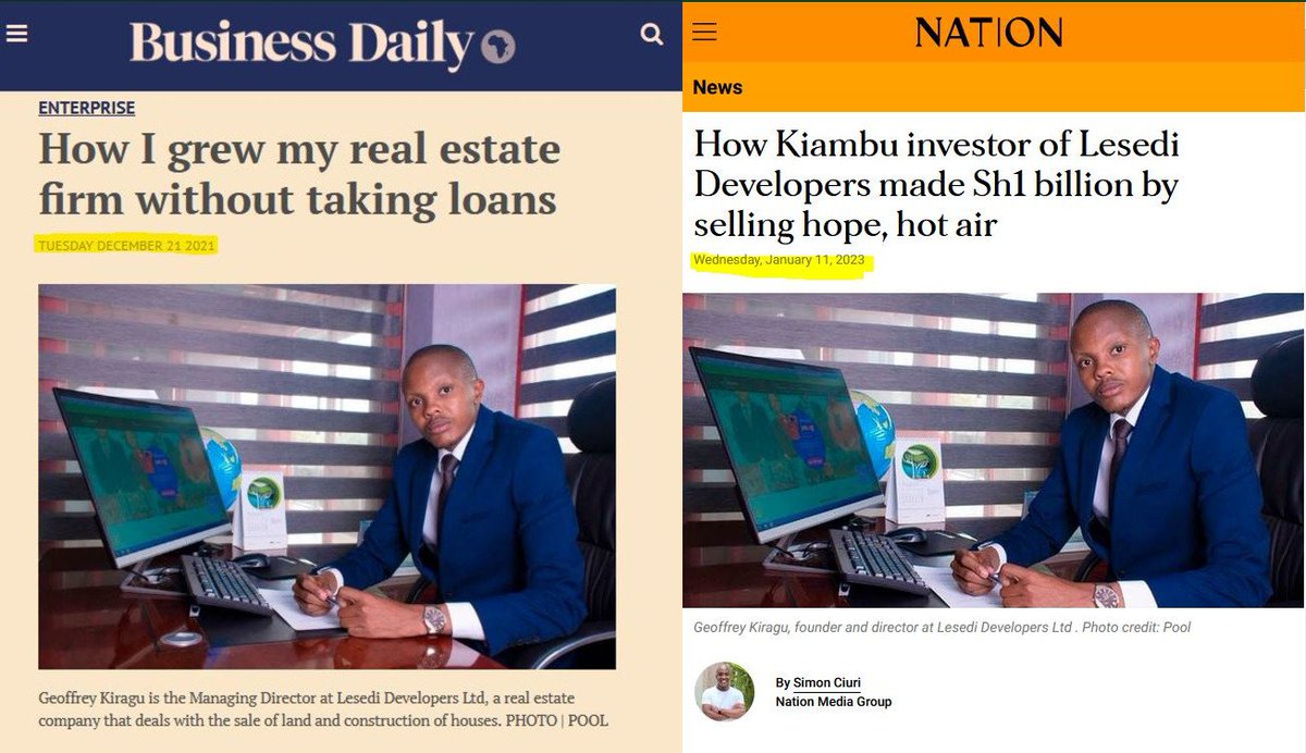Kenyan investors(esp those buying  land) keep getting scammed cz media doesn't do due diligence of such scammers who pose as investors, so they give them platforms that allows them to seem credible. Also the fact that govt doesn't punish such pple, allows this to keep happening.