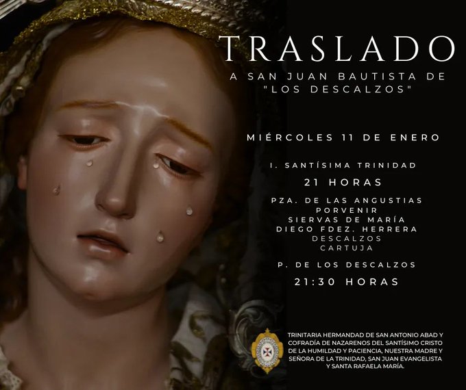 Hoy Nuestra Madre y Señora de la Trinidad será trasladada a la Parroquia de San Juan Bautista de los Descalzos de Jerez de la frontera
