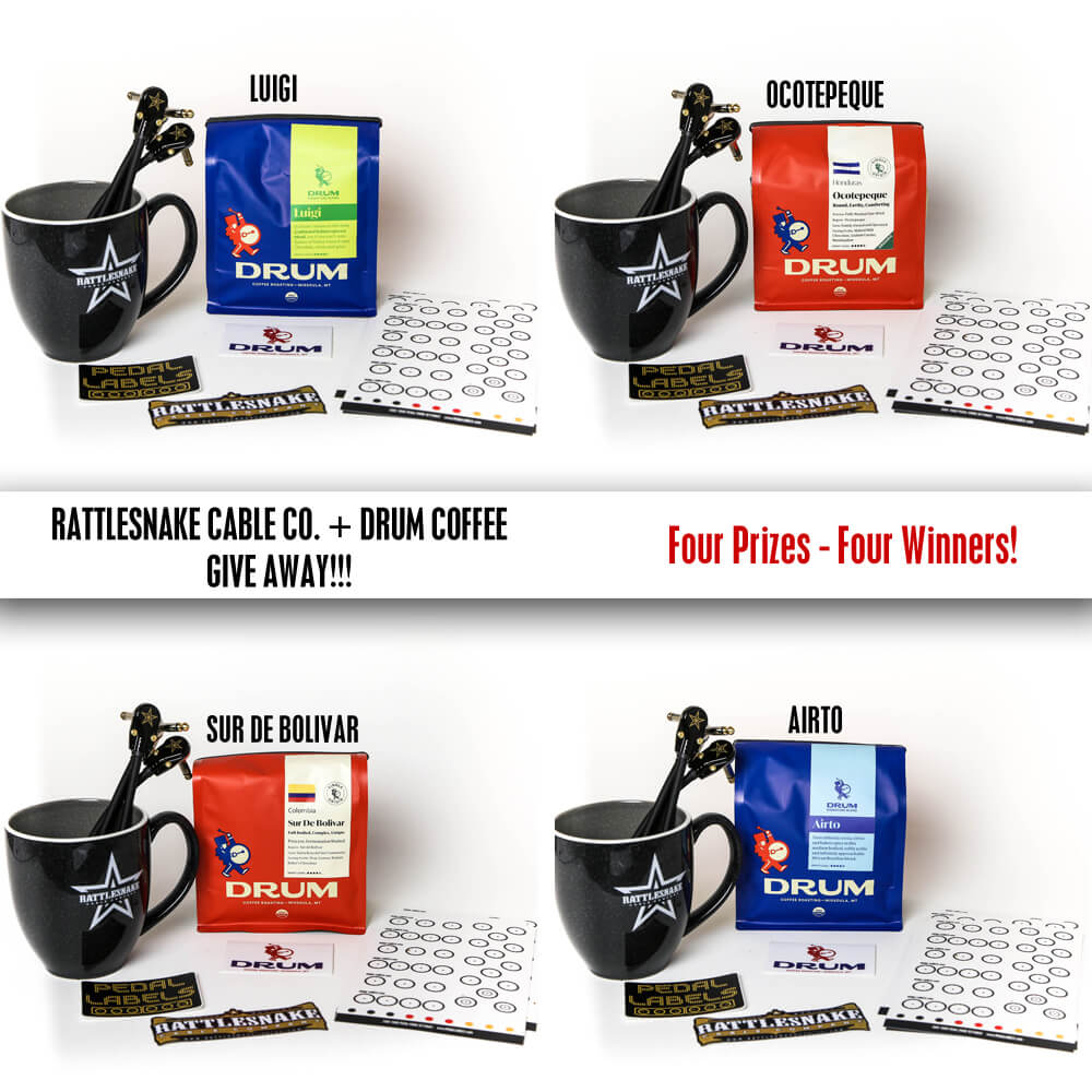 IdentityHead's tweet photo. @RSnakeCableCo Win Rattlesnake Cable Company - 3 pack of 6" Flex Patch Cables / Coffee Cup / @pedallabels pack / @drumcoffeemt 12oz bag of beans!  #giveaway #sweepstakes https://t.co/fbitqQ9e4j https://t.co/qqtALPlJme