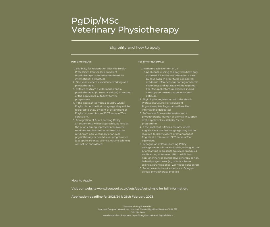 University of Liverpool Veterinary Physiotherapy tweet media