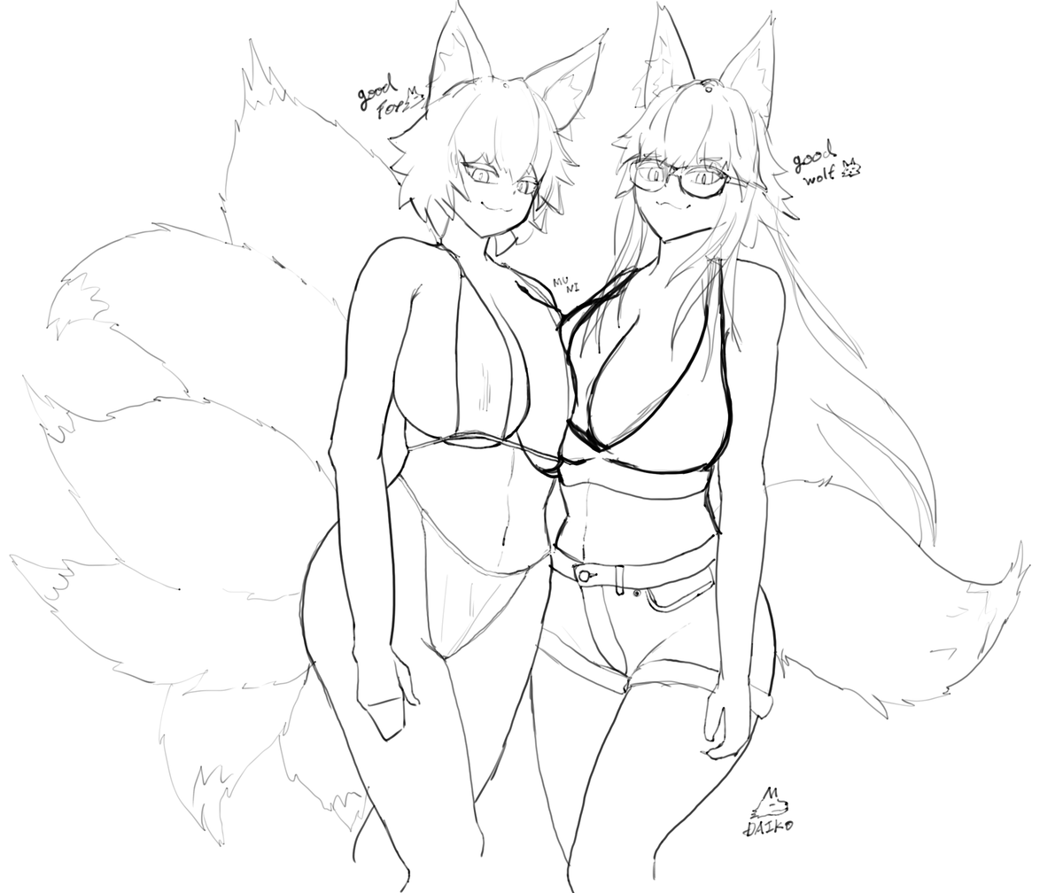 固定イラストの下書き出てきた FOX&WOLF 