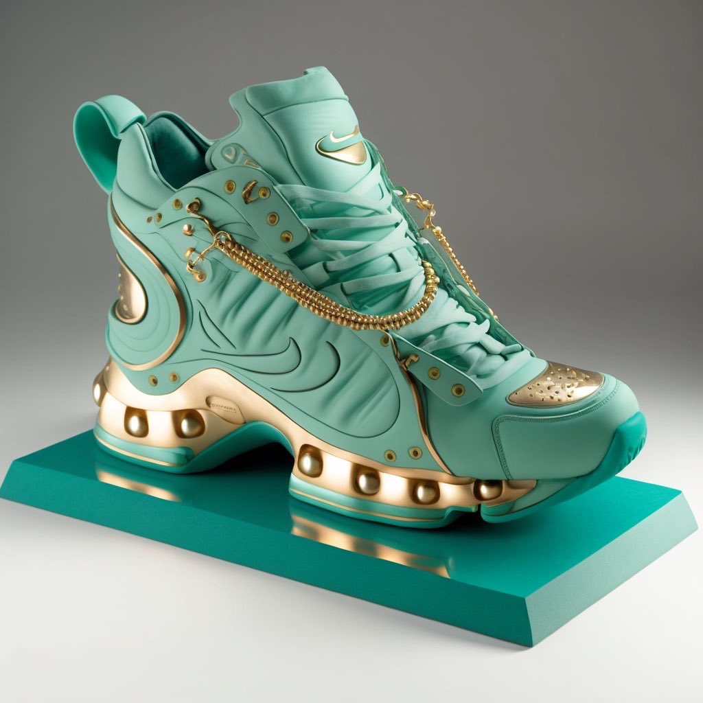 CuteCircuit's tweet photo. Breakfast at Tiffanyโs, on the menu: Run the Jewels, sneakers to wear with your Aqua Baguette ๐๐โจ๐#tiffanyxfendi #Tiffanyandco #ainike #Sneakers #nikeconcept @Nike @TiffanyAndCo @Fendi https://t.co/hgZncv7aR7