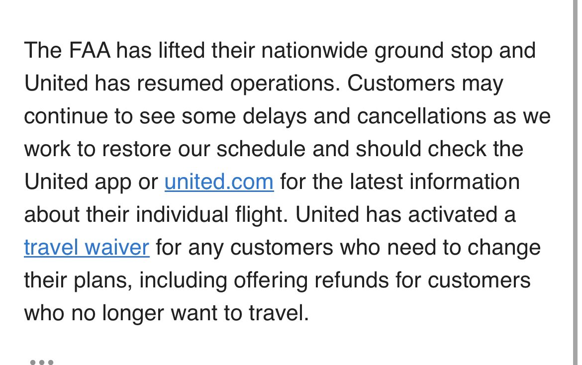 .@united issues waiver for @FAANews NOTAM issue