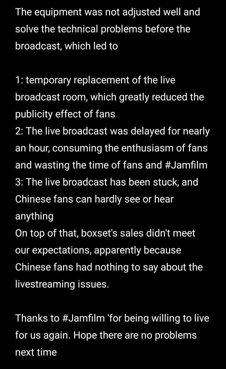 TaTamy12's tweet photo. First of all, I would like to thank #Jamfilm for preparing the live broadcast for us tonight.
At the beginning of the live, there were more than 900000 viewers. 
But I have to point out the following dereliction of duty of Aplan:

#WeiboliveJamFilm https://t.co/plFf00Cn5a