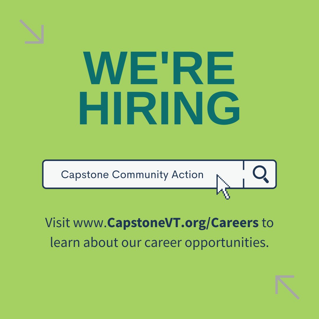 We’re hiring and invite you to be part of our team! 

Our programs are growing, and we need staff to support our community members seeking our services. Learn how you can make an impact in your community by visiting CapstoneVT.org/Careers.