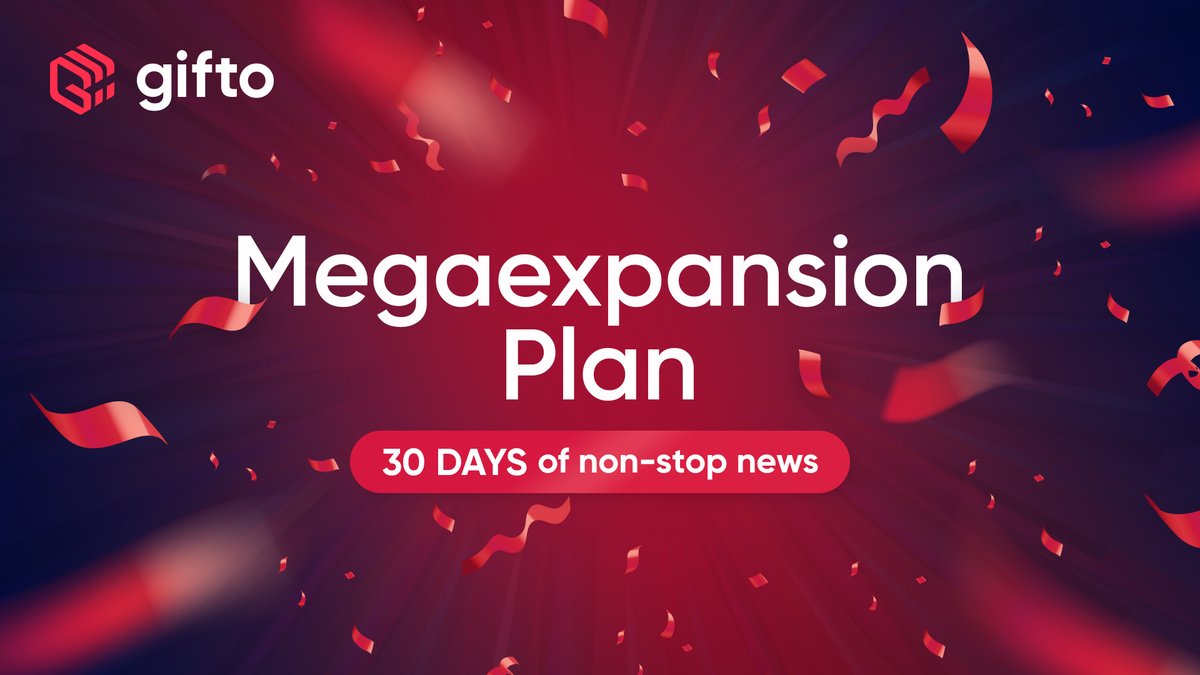 GiftoMetaverse's tweet photo. #Gifto is entering a new phase: The #Web3Gifto #Megaexpansion Plan!💥

30 days of non-stop news as we unveil our new roadmap &amp; take gifting to the next level 🚀
Join us on this exciting journey of growth, building, adoption &amp; expansion! 💪

Stay tuned, more news coming today!🎁 https://t.co/T9jExOq48J