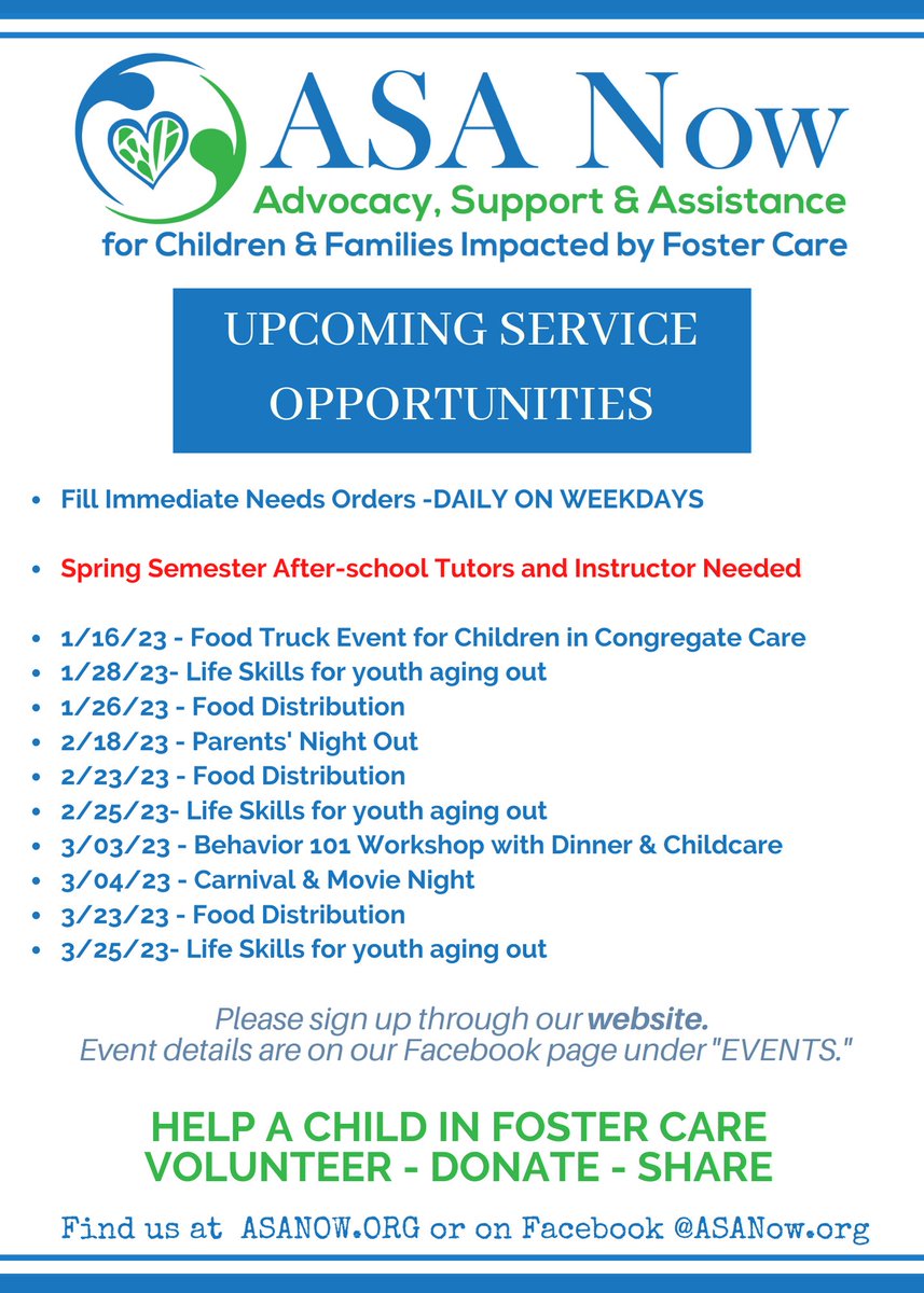 ASANowNews's tweet photo. Click on the link to view our upcoming Service Opportunities for ages 5 and up. - https://t.co/BWjozND4lE https://t.co/O6xw8tJgw8