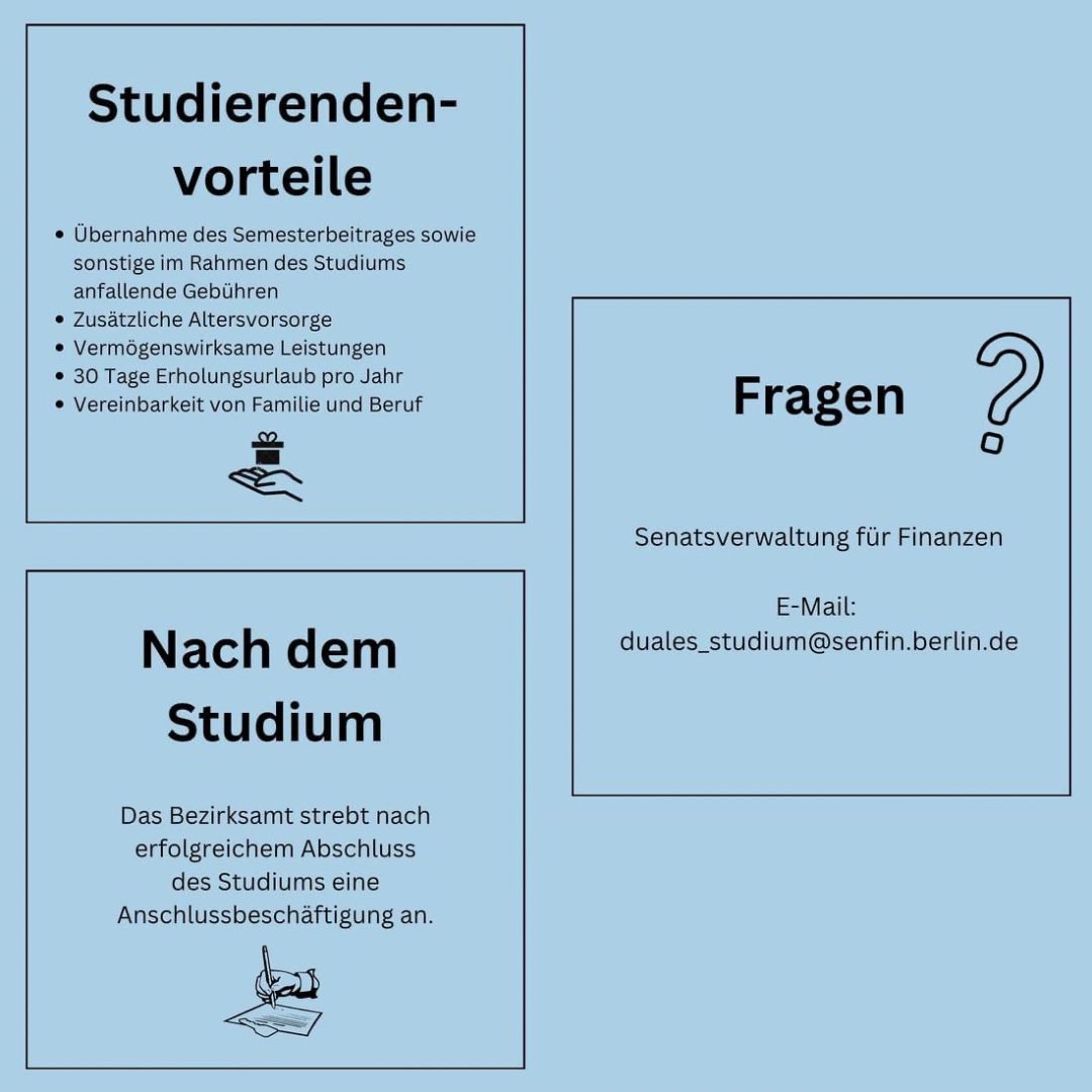 bacwberlin's tweet image. Dein Sprungbrett ins Berufsleben – Duales #Studium #Verwaltungsinformatik 

Jetzt bis 19.02.2023 unter berlin.de/karriereportal… bewerben. #KarriereBACW @senfin