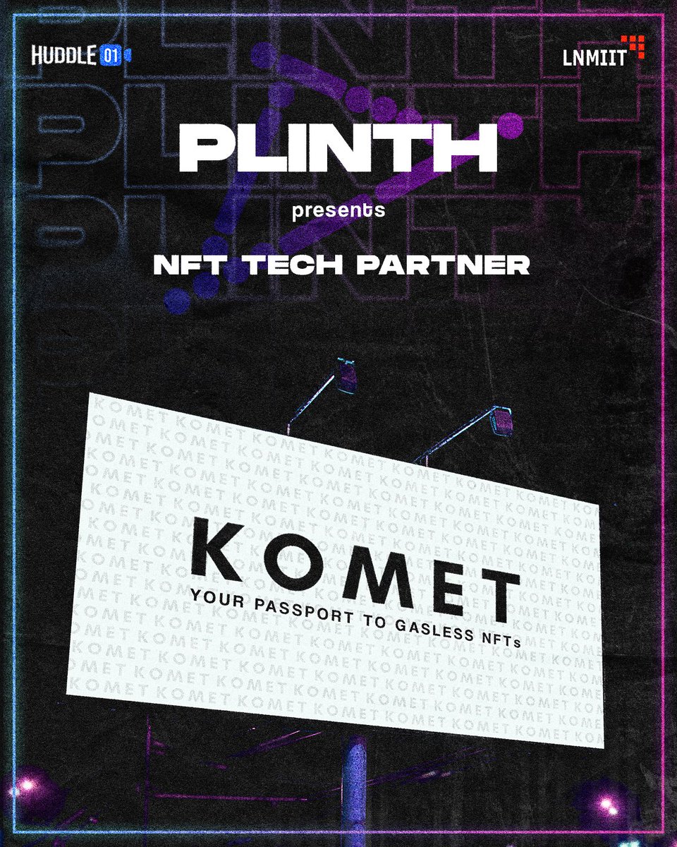 PlinthLNMIIT's tweet photo. We are again stoked to announce Komet as our NFT Tech Partner for Plinth'23 🎉

Komet focuses on bringing forth gasless minting, smart contract tools and features that enhance the NFT ownership experience, such as displaying and showcasing your collection.

#PlinthxWeb3 https://t.co/STyyMD8WiP
