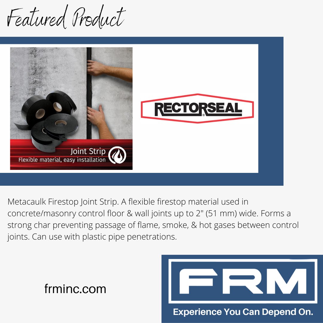 FRMInc_SE's tweet image. #Metacaulk Joint Strip from @RectorSeal is a highly versatile, flexible intumescent, graphite-based composition with superior expansion properties making it the ideal choice for both linear joints and service penetrations.