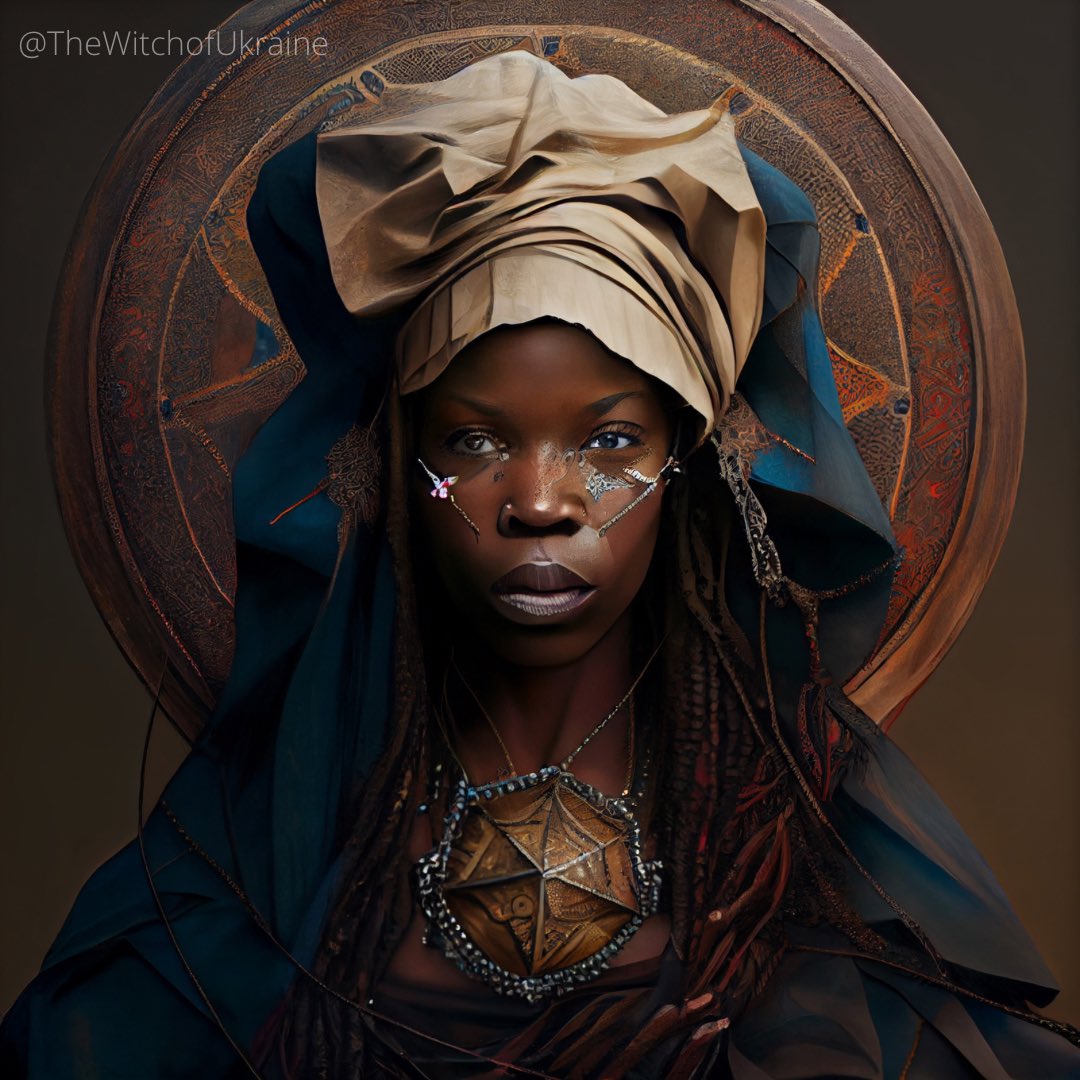 witchofukraine's tweet photo. Powerfully beautiful witches of color 🖤💙💛 #aiart #art #ai #digitalart #witch #witchcraft #pagan #afroamerican #africa #afro #africanamerican #blackexcellence #teamnatural #blackpeople #witchesofcolor #wicca #witchyvibes #witchy #goth #amulet #magick #occult #spiritual #spell https://t.co/sFRoIUt9dr