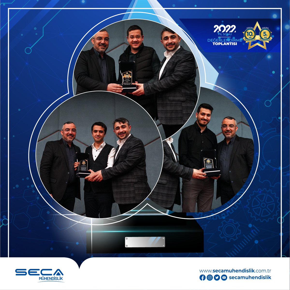 secamuhendislik's tweet image. 2022 Yılı değerlendirme programımızda ödül sahiplerine başarı plaketleri takdim edildi. 

Yıl boyunca ekip arkadaşlarımızın gösterdikleri özverili ve verimli çalışmaları için teşekkür ederiz.

#secamuhendislik #mühendislik #ödültöreni #teknoloji #otomasyonsistemleri #otomasyon