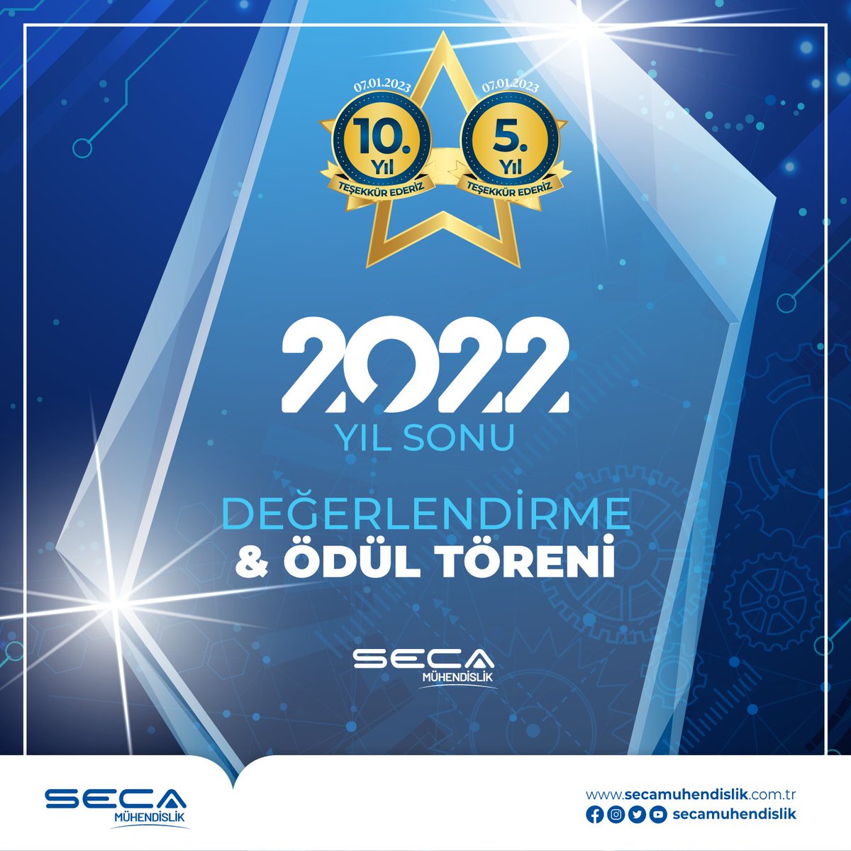 secamuhendislik's tweet image. 2022 Yılı değerlendirme programımızda ödül sahiplerine başarı plaketleri takdim edildi. 

Yıl boyunca ekip arkadaşlarımızın gösterdikleri özverili ve verimli çalışmaları için teşekkür ederiz.

#secamuhendislik #mühendislik #ödültöreni #teknoloji #otomasyonsistemleri #otomasyon