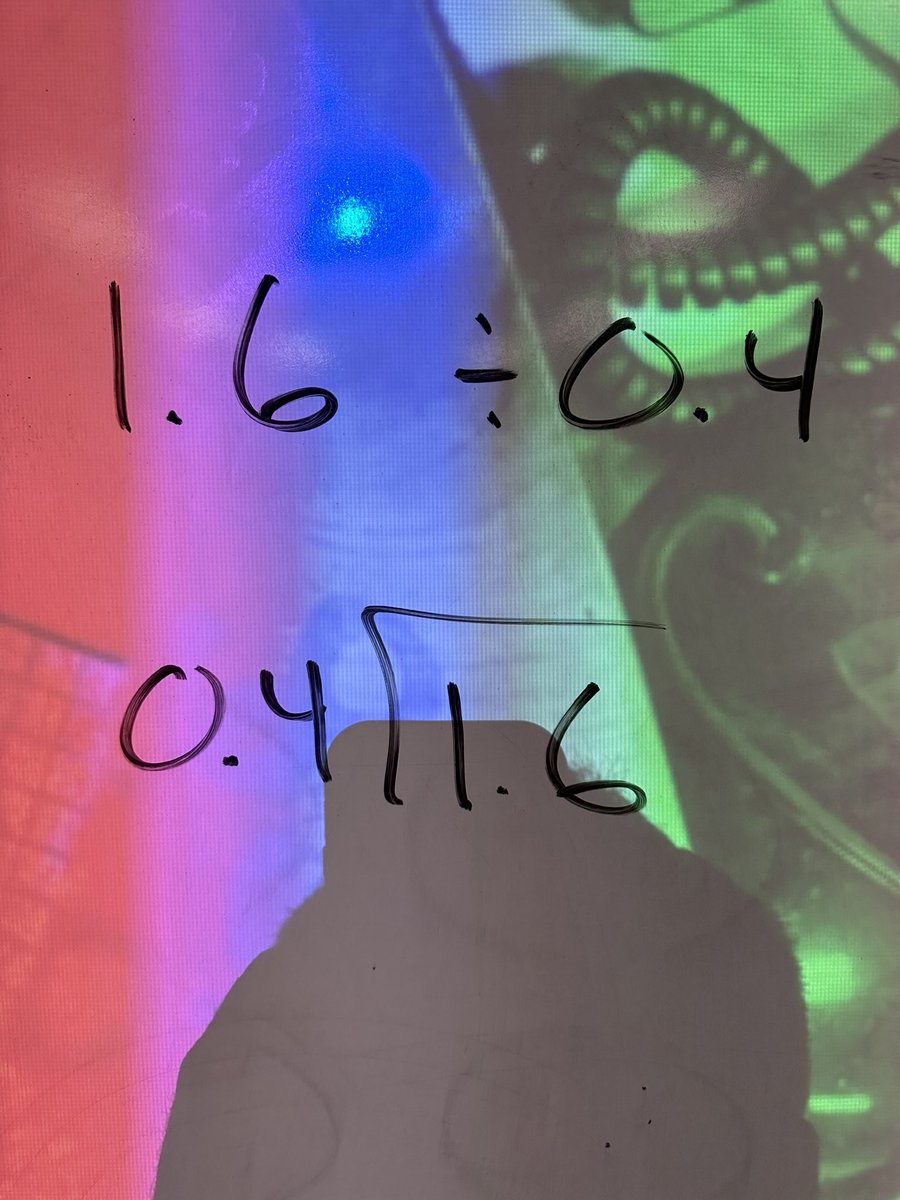 Bleslie_22's tweet image. Dividing decimals by decimals! Hand on approach answering why we end up with whole numbers as an answer. These kids are destroying these problems. @MrsJVMiller #conquermath