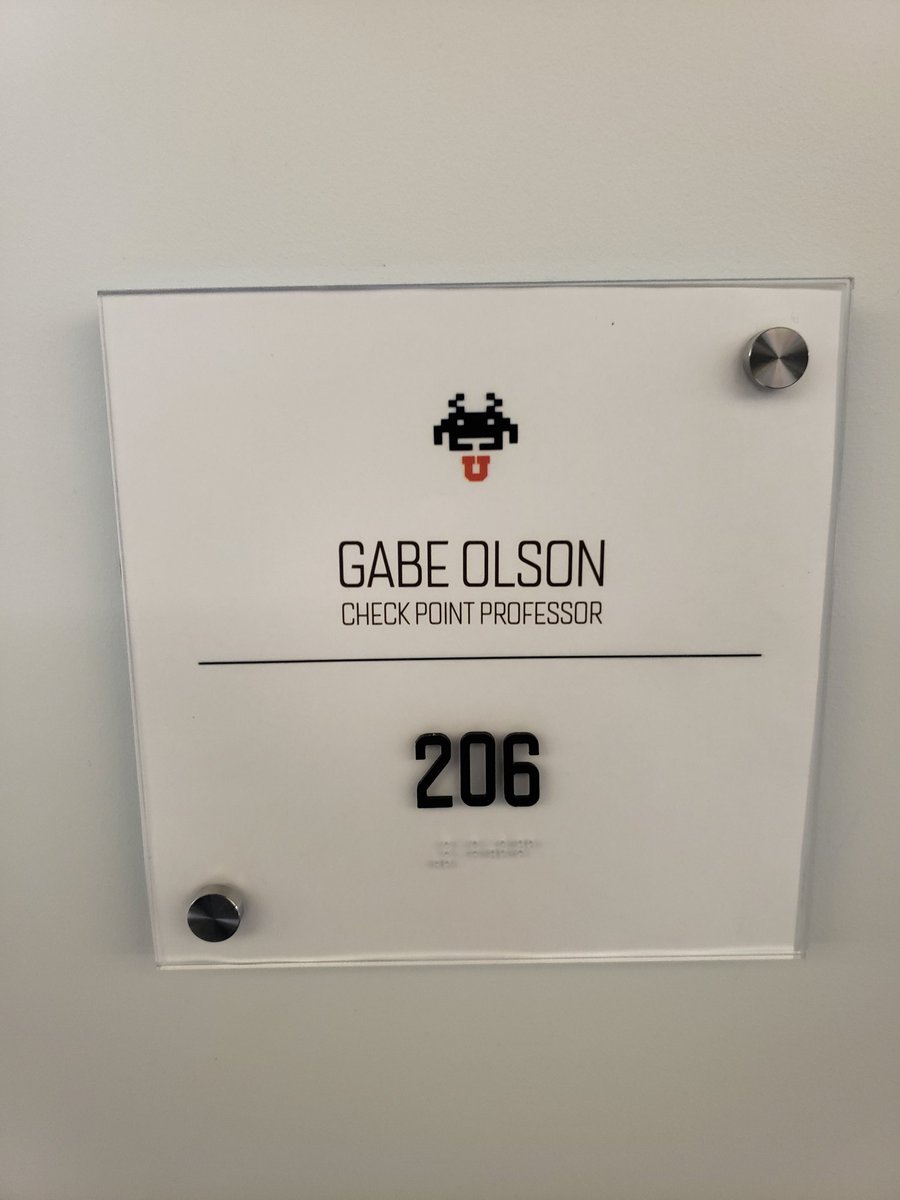 checkpointprof's tweet photo. Ha! I only just noticed this on the name card of my University office door. Nice! #checkpointprofessor @eae_gamerU @UUtah https://t.co/t3dfPHIH6Q