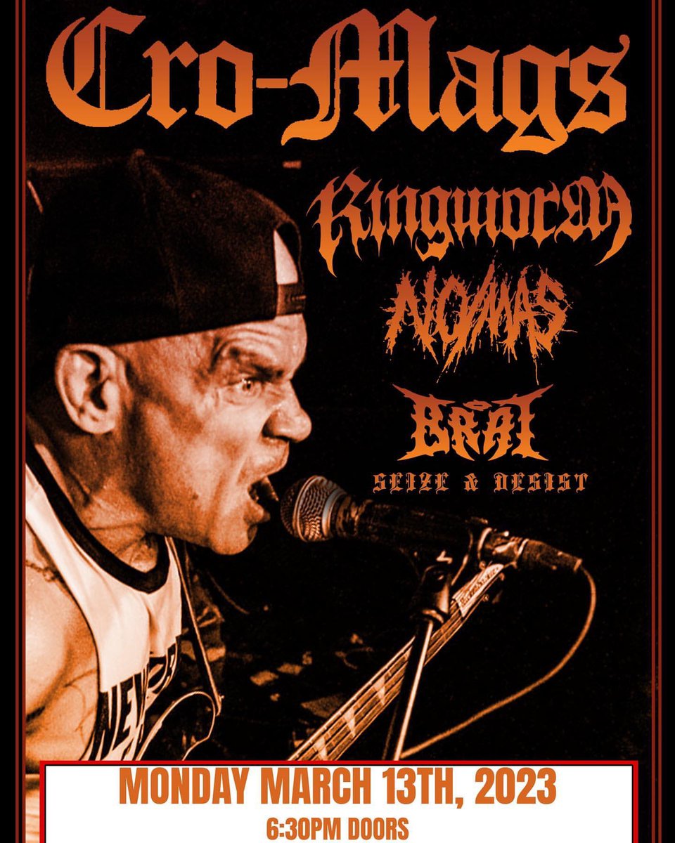 realcromags's tweet photo. 🔥🔥🔥
@seizeanddesist Dude, Omar would be so happy! This March, it’s official, we get to open for the fucking @realcromags RIGHT HERE IN MEMPHIS @901growlers !!!!!! Monday, March 13th, 2023, SEE YOU THERE! #SeizeAndDesist #CroMags #Growlers #MemphisTN #TNPunk #MemphisHardcore https://t.co/nKFQsxP6RU