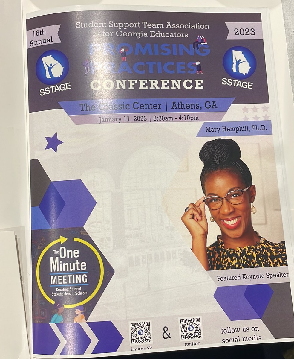 Checking in! I’m here at the Promising Practices Conference with my #SSDS team. Our keynote, Dr. Mary Hemphill, was AMAZING! Loved learning about #TheOneMinuteMeeting