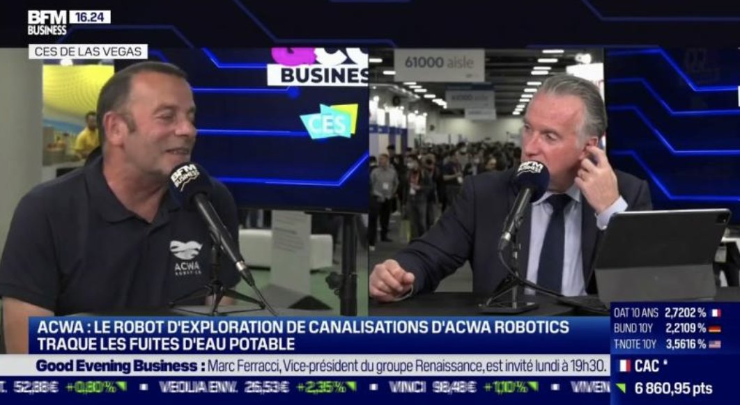 ACWA Robotics (@acwarobotics) on Twitter photo Rencontre avec Jean Francois Rossi, Président & CTO d'#ACWARobotics, sur <a href="/bfmbusiness/">BFM Business</a> 📺
"Nous avons présenté notre robot qui a obtenu 3 awards au #CES2023 !"
👉 bit.ly/3W2fqUu Rencontre avec Jean Francois Rossi, Président & CTO d'#ACWARobotics, sur <a href="/bfmbusiness/">BFM Business</a> 📺
"Nous avons présenté notre robot qui a obtenu 3 awards au #CES2023 !"
👉 bit.ly/3W2fqUu