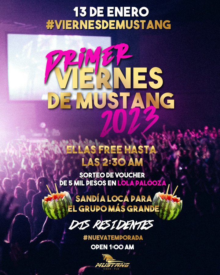 DiscoMustang's tweet photo. Estamos de nuevo! 
Temporada 2023 💥
Nos vemos el viernes 🥳🎉
#Viernesdemustang https://t.co/fQRTgsiHAb