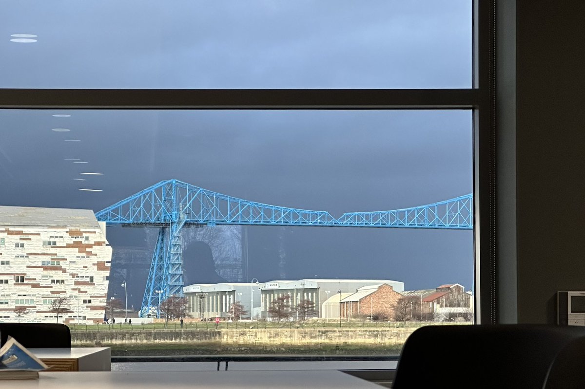 Skies have gone quite dark which makes the @teestransporter look even more dramatic #Middlesbrough