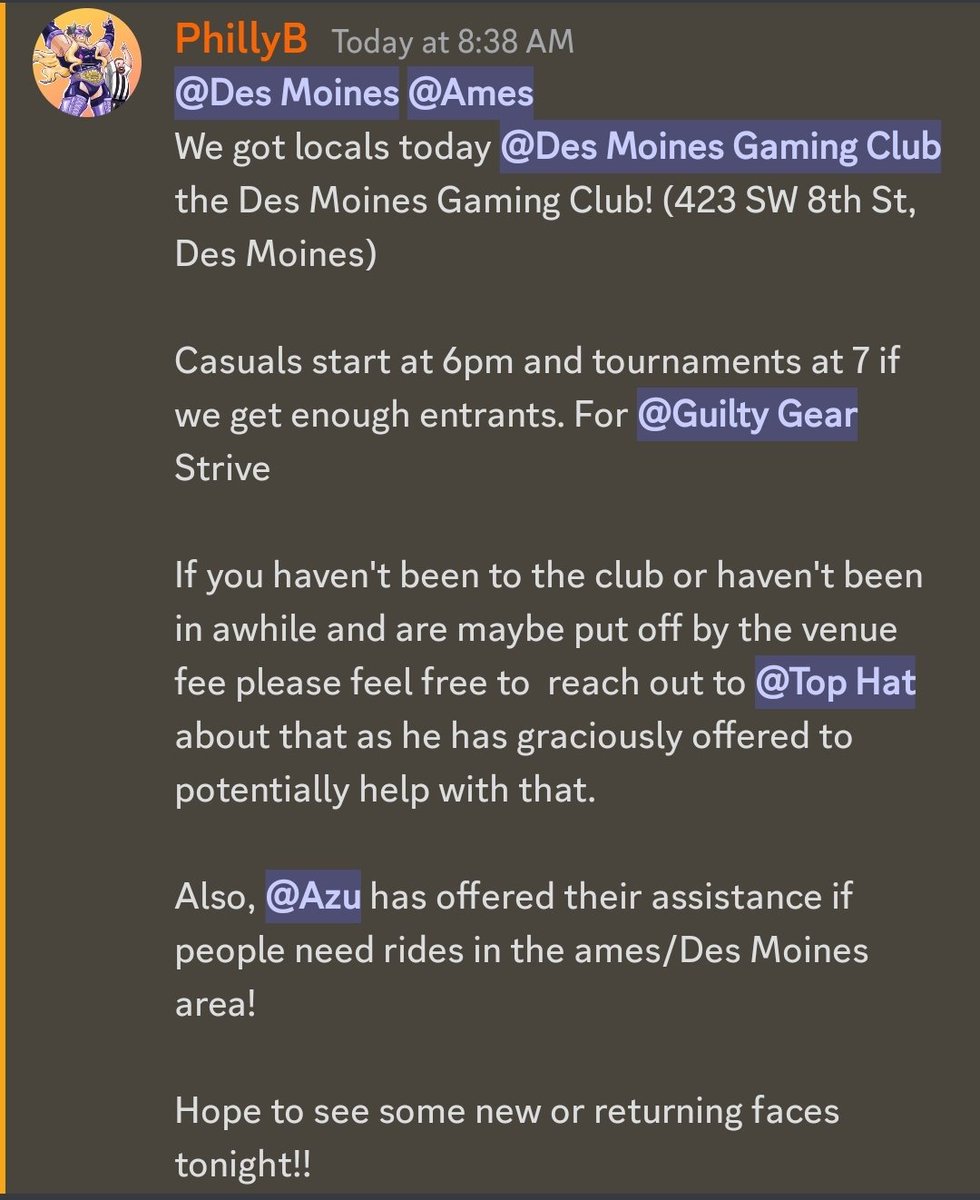 Locals today in Des Moines!!
Have some info below if you're interested in coming out today! 

Any questions please feel free to let us know and ask below!