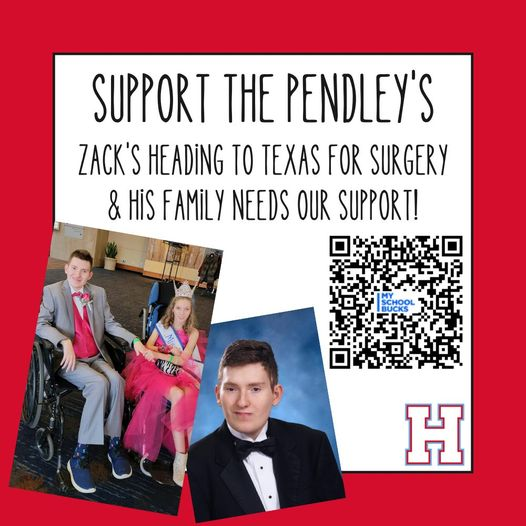 HHSMountaineers's tweet photo. Mountaineer Family, one of our own needs YOU! Many in our school &amp; community know Zack. Zack will be traveling to Texas in February for surgery. We are accepting donations through MySchoolBucks from now through February 1st. Please help if you can using the QR code. #ZackStrong https://t.co/AVm3h7yc8e