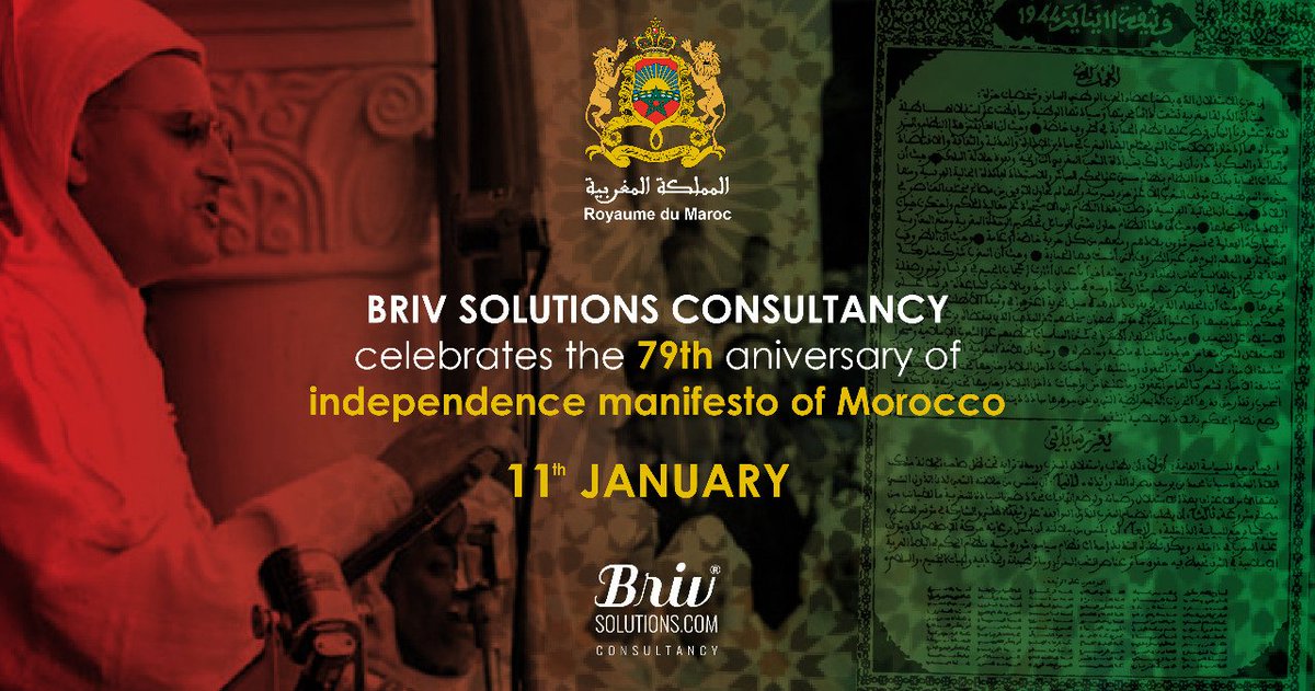 brivsolutions's tweet photo. BRIV SOLUTIONS CONSULTANCY celebrates the 79th anniversary of Independence Manifesto of Morocco 🇲🇦 https://t.co/EX8ePJ2Muc