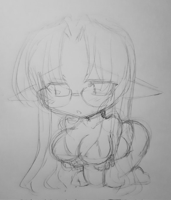 うちのこ(エネミア)描いてお夜勤へ。 