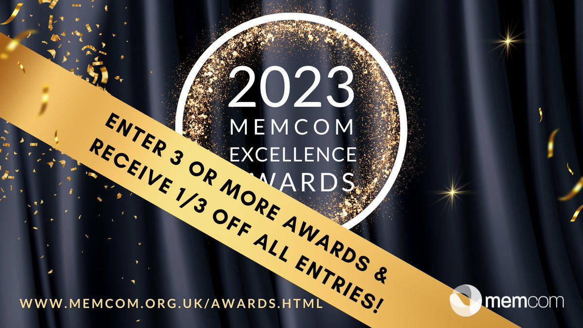 memcomUK's tweet photo. 🏆 #Memcom #Excellence #Awards 2023 🏆
Receive ⅓ off all entries when you enter 3 awards or more. The entries are coming in thick and fast and are set to break records! If you haven’t entered yet, register today submit your applications by 28th Feb. https://t.co/E9sSBLQuHe https://t.co/wFtsFXIe8D