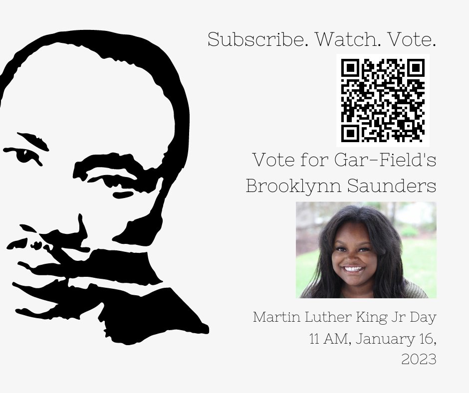 Be sure to watch and VOTE for our very own Brooklynn Saunders as she represents GFHS at the MLK Oratorical competition on January 16! GOOD LUCK, BROOKLYNN!